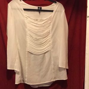Ivory, Scoop Neck Blouse with Front “Roped” Detail